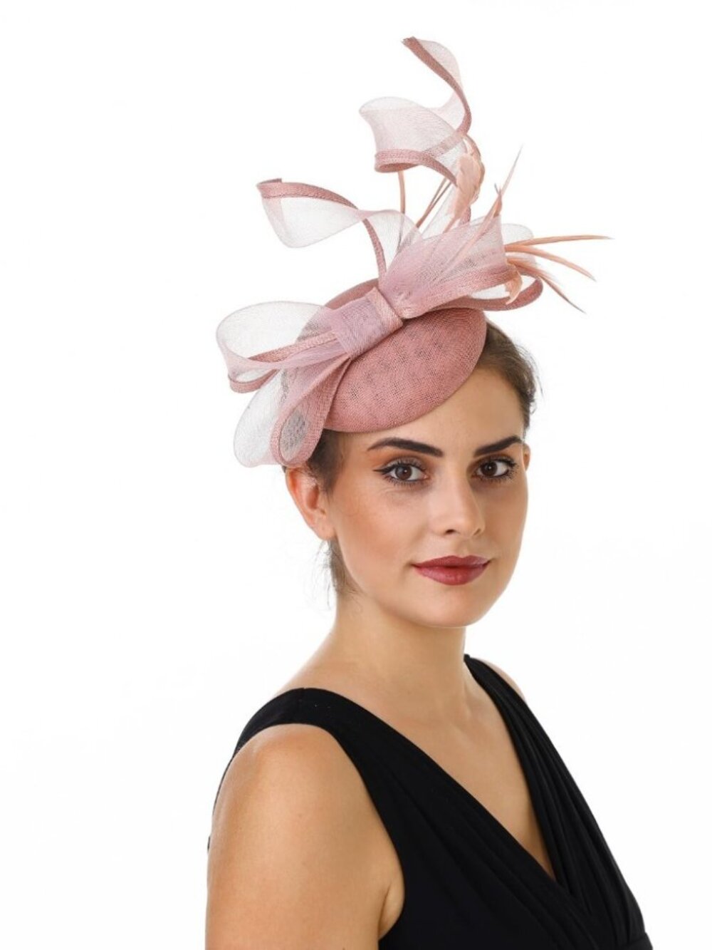 Women’s Feather Fascinator Derby Bridal Hat- Hj12-pink